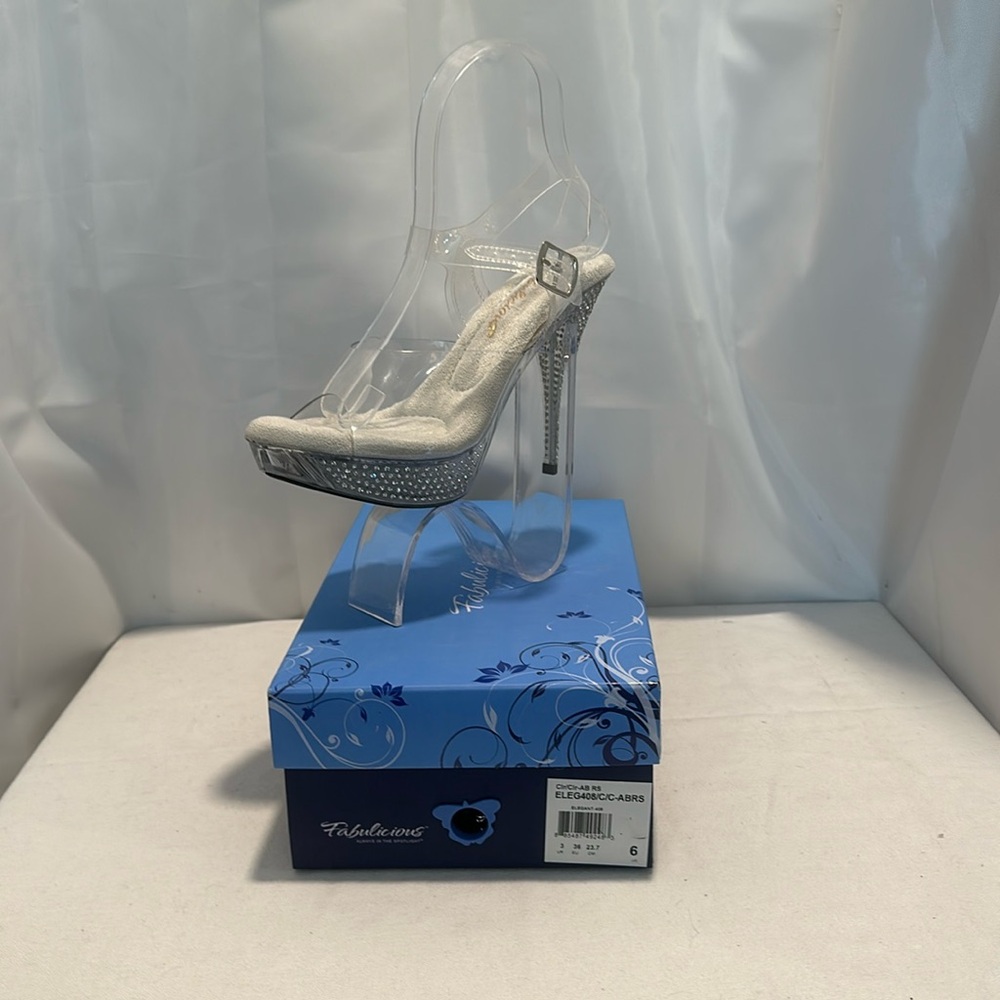 Clear rhinestone heels, 5 inch Competition shoes New in  the box